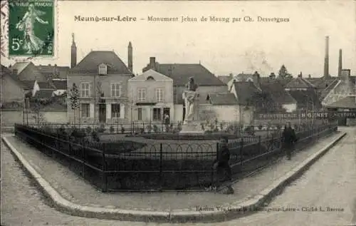 Ak Meung sur Loire Loiret, Monument Jehan de Meung par Ch. Desvergnes