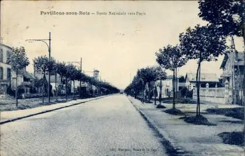 Ak Les Pavillons sous Bois Seine-Saint-Denis, Route Nationale vers Paris