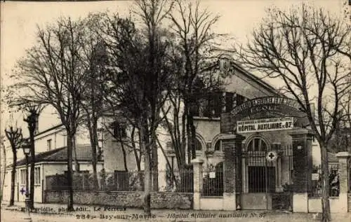 Ak Bry sur Marne Val de Marne, Militär Hospital Eingang