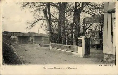 Ak Bry sur Marne Val de Marne, Restaurant Eingang