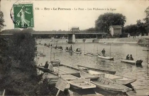 Ak Bry Le Perreux Val-de-Marne, Angeler auf dem Fluß