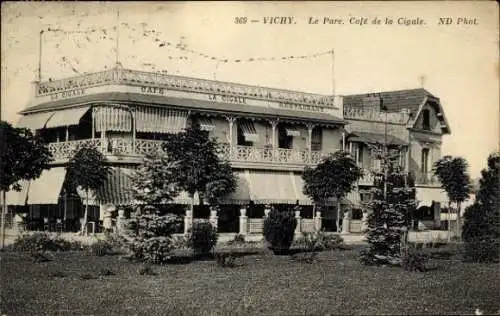 Ak Vichy Allier, Le Parc et Café de la Cigale, Garten