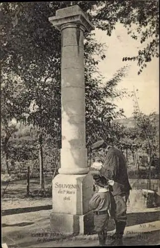 Ak Golfe Juan Vallauris Alpes Maritimes, Denkmal, Säule, Mann und Junge