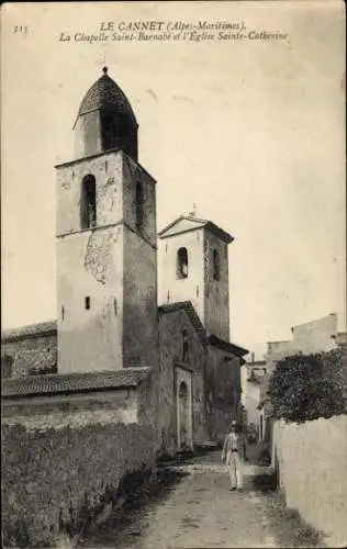 Ak Le Cannet Alpes Maritimes, Vorderansicht der Chapelle Saint-Barnabé, Eglise Sainte-Catherine, 