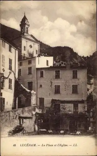 Ak Luceram Alpes Maritimes, Historische Stadtansicht, Kirche, Häuser, Plätze
