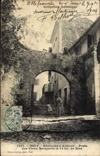 Ak Biot Alpes Maritimes, Brücke in der Stadt