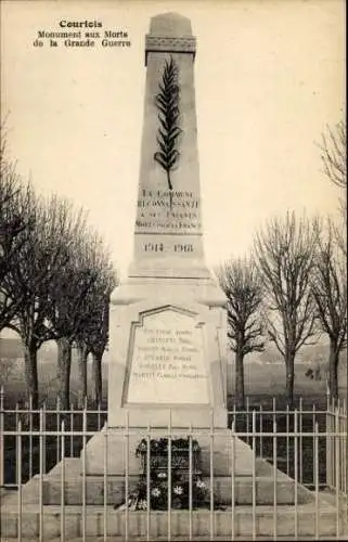 Ak Courtois sur Yonne, Monument aux Morts, La Grande Guerre, 1914-1918, Eichenbäume