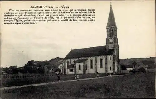 Ak Armeau Yonne, L'Eglise, moderne, Standort, keine große Wertigkeit, cimetière, monument