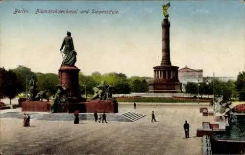 Ak Berlin Tiergarten, Bismarckdenkmal, Siegessäule