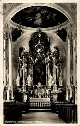 Ak Oberammergau in Oberbayern, Pfarrkirche, Hochaltar