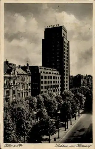 Ak Köln am Rhein, THEATER, Hochhaus am Hansaring, Köln a Rh, alte Architektur