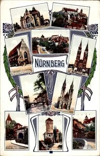 Ak Nürnberg, Ortsansichten, Kirche, Burg, Neutor