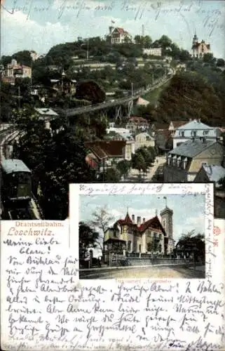 Ak Dresden Loschwitz, Drathseilbahn, Luisenhof