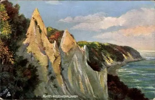Künstler Ak Insel Rügen in der Ostsee, Wissower Klinken, Kreidefelsen, Tuck 689