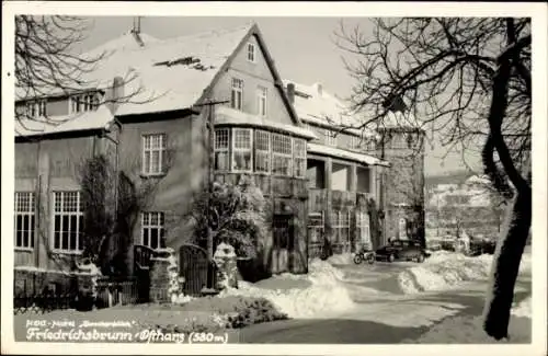 Ak Friedrichsbrunn Thale im Harz, HOG-Hotel Breckenblick, Gebäude, Schnee, Winterlandschaft