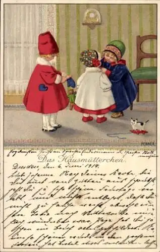 Künstler Ak Ebner, Pauli, Das Hausmütterchen, Munk 878