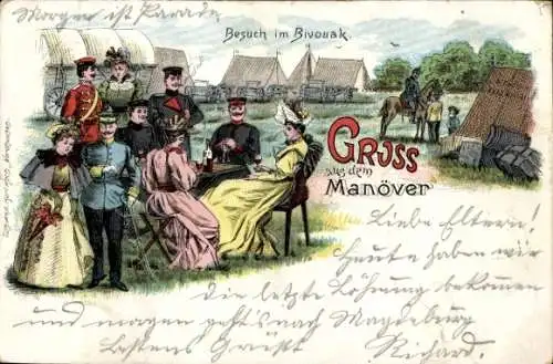 Litho Besuch im Bivouak, Manöver