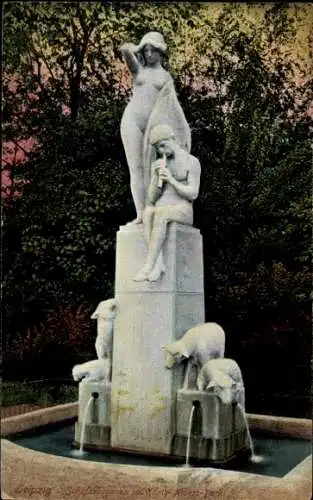 Ak Leipzig in Sachsen, Schäferbrunnen, König-Albert-Park