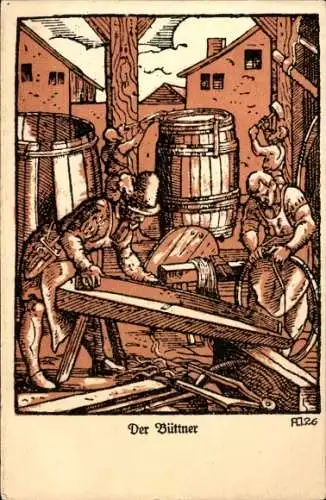 Künstler Ak Der Büttner, Fassbinderei 16. Jh., Deutsche Brauerei-Ausstellung München 1926