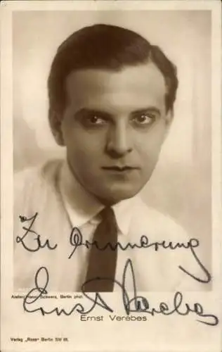 Ak Schauspieler Ernst Verebes, Portrait, Autogramm