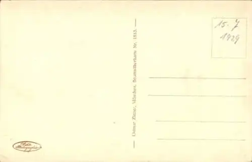 Ak Mittenwald in Oberbayern, Unterer Markt,  Gebäude, Berge im Hintergrund