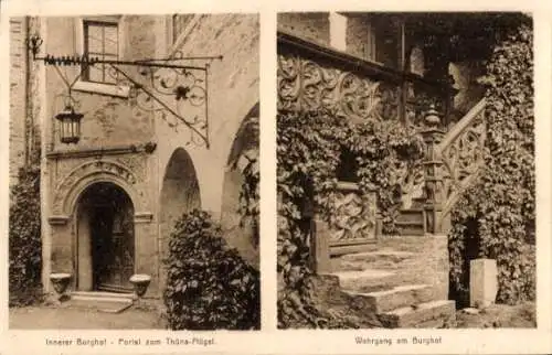 Ak Lauenstein Ludwigsstadt in Oberfranken, Burg Lauenstein, Portal zum Thüna-Flügel, Wehrgang am 