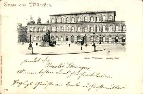 Ak München Bayern, Historisches Gebäude, Neue Residenz, Königshaus, Gruß aus München