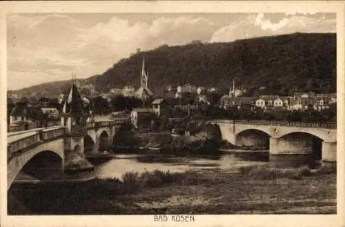 Ak Bad Kösen Naumburg an der Saale, Brücken, Stadtansicht, Kirchen, Berglandschaft