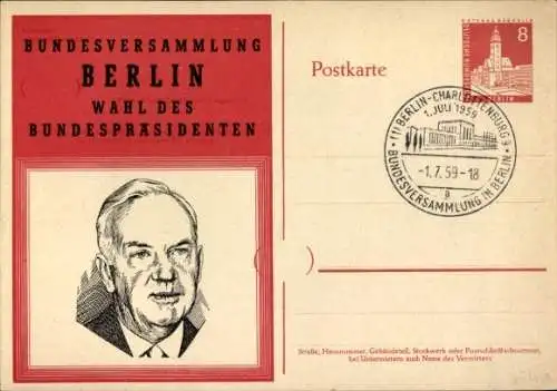 Ak Bundesversammlung Berlin, Wahl des Bundespräsidenten 1959