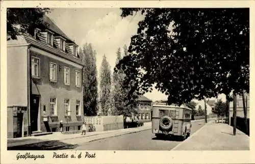 Ak Großkayna Braunsbedra Sachsen Anhalt, an der Post, Bus