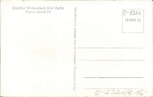 Ak Wickerstedt Bad Sulza im Weimarer Land Thüringen, Gasthof Karl Zipfel