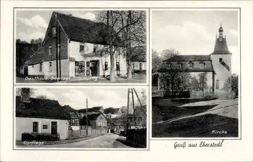 Ak Eberstedt Bad Sulza in Thüringen, Kirche, Dorflage, Gasthaus