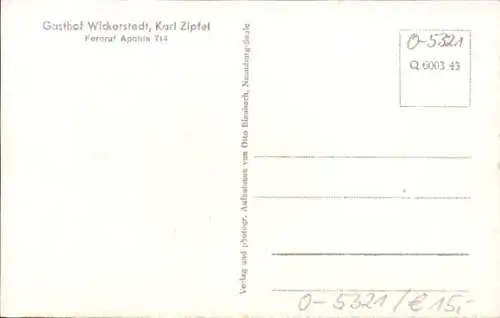 Ak Wickerstedt Bad Sulza im Weimarer Land Thüringen, Gasthof Karl Zipfel
