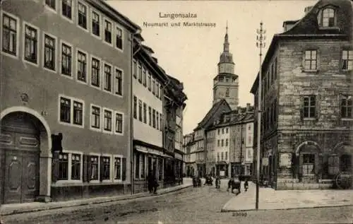 Ak Bad Langensalza in Thüringen, Neumarkt, Marktstraße,  Gebäude, Straßenansicht, Leute, Fahrzeug