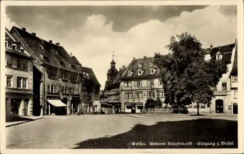Ak Gotha in Thüringen, Stadtansicht, Unterer Hauptmarkt, Historische Architektur, Fotografie