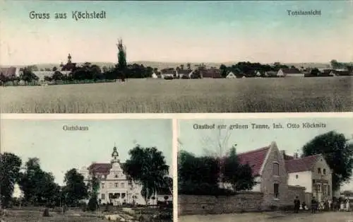 Ak Köchstedt Teutschenthal Sachsen Anhalt, Totale, Gutshaus, Gasthof zur grünen Tanne, Otto Köcknitz