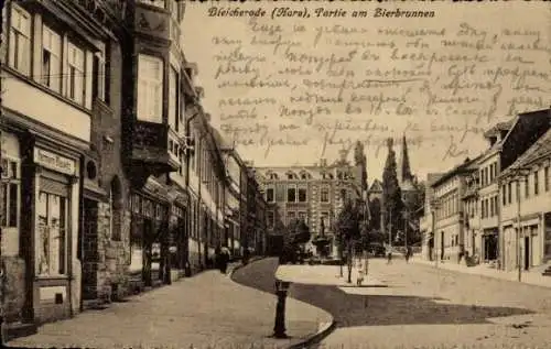 Ak Bleicherode am Harz, Bleicherode (Hara), Partie am Zierbrunnen, Stadtansicht