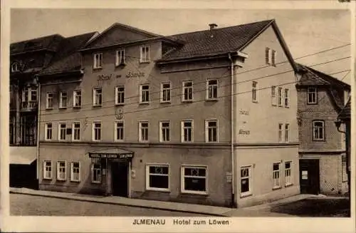 Ak Ilmenau in Thüringen, Hotel zum Löwen,  Architektur, Einladung zu Ausstellungen