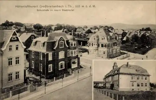 Ak Großbreitenbach in Thüringen, Höhenluftkurort, Historische Architektur, Schulstraße, Neues Sta