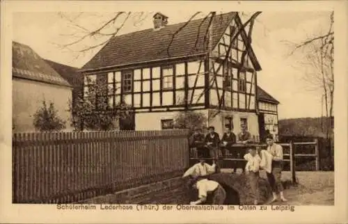 Ak Lederhose Münchenbernsdorf in Thüringen, Schülerheim der Oberrealschule im Osten zu Leipzig
