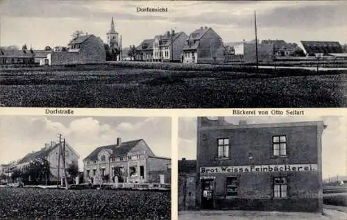 Ak Sennewitz Petersberg im Saalekreis, Dorfstraße, Dorfansicht, Bäckerei von Otto Selfart, Brot. 