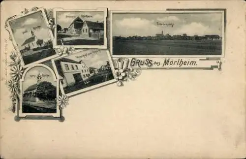 Ak Mörlheim Landau in der Pfalz, Gruß aus  Totalansicht, mehrere Bilder, älterer Stil