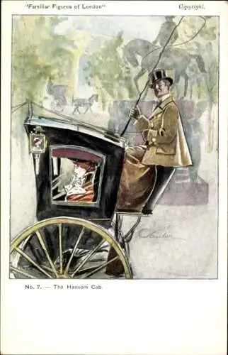 Künstler Ak London City England, The Hansom Cab, Familiar Figures of London
