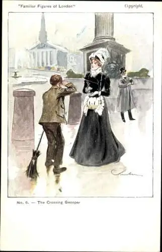 Künstler Ak London City England, The Crossing Sweeper, Familiar Figures of London