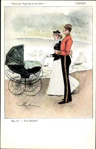 Künstler Ak London City England, The Soldier, Familiar Figures of London