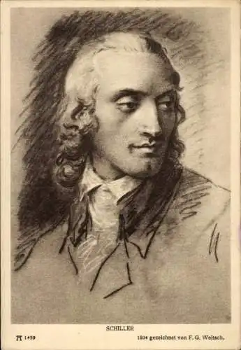 Künstler Ak Porträtzeichnung von Schiller aus dem Jahr 1804 von F. G. Weitsch