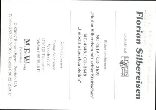 Ak Sänger Florian Silbereisen, Portrait mit Akkordeon, Autogramm