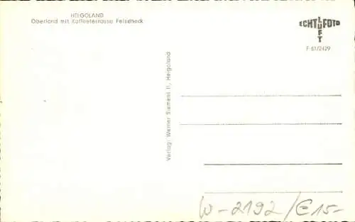 Ak Helgoland in Schleswig Holstein, Oberland, Kaffeeterrasse Felseneck 