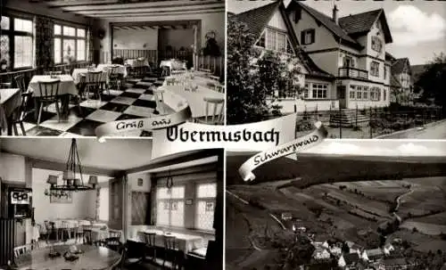Ak Obermusbach Musbach Freudenstadt im Schwarzwald, Fliegeraufnahme, Gasthof zum  Auerhahn