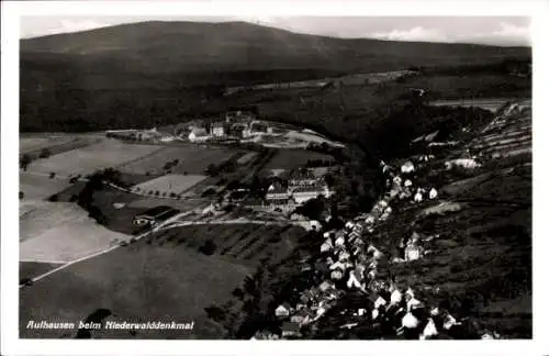 Ak Aulhausen Rüdesheim am Rhein; Fliegeraufnahme